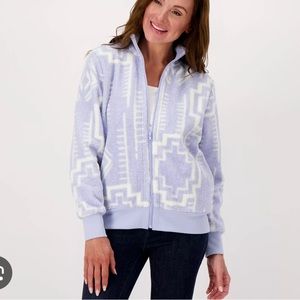 BLUE Susan Graver Women's Top Sweater Sz S Weekend Printed Polar Fleece Blue